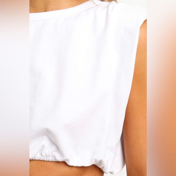 NWT Petal & Pup Omri Crop Top Shoulder Pads in White Size 12 - Picture 8 of 10